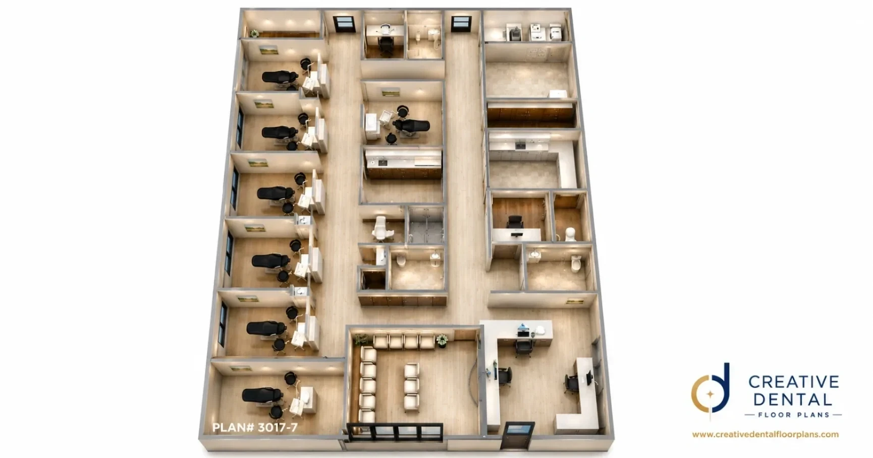 3D Floor Plan — Plan #3017-7