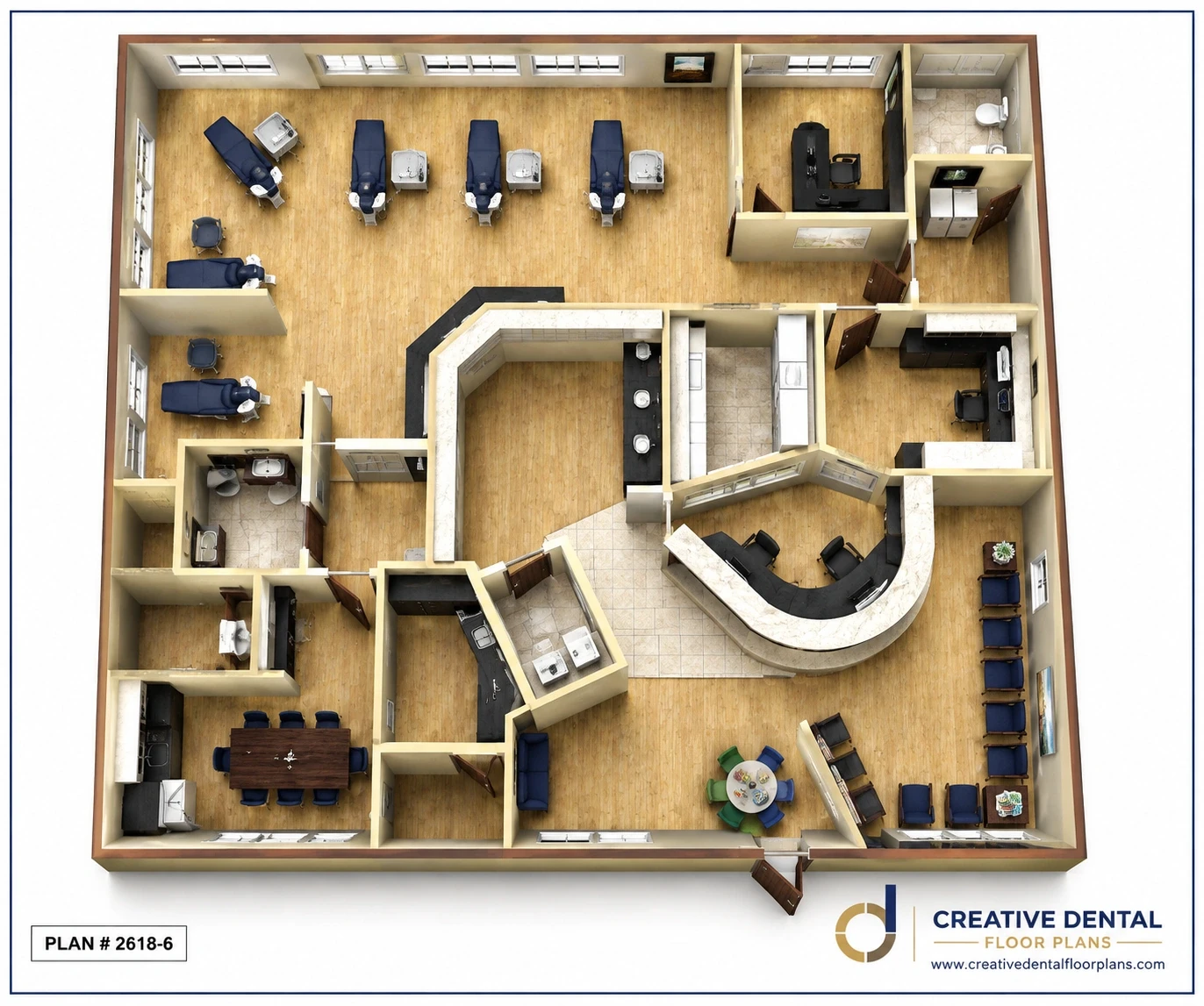 3D Floor Plan — Plan #2618-6